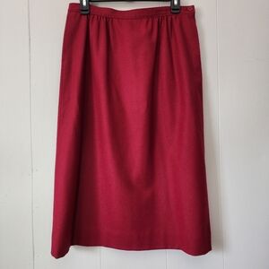 Vintage Pendleton Pockets 100% Pure Virgin Wool Red Wine Wool Midi Skirt 12